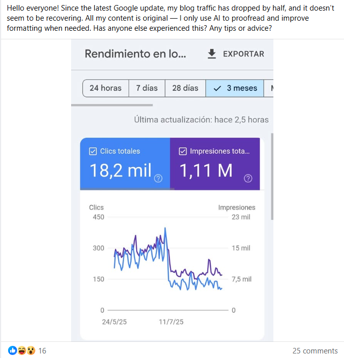 SEO troubleshooting guide for traffic dropped by half after core update seeking help